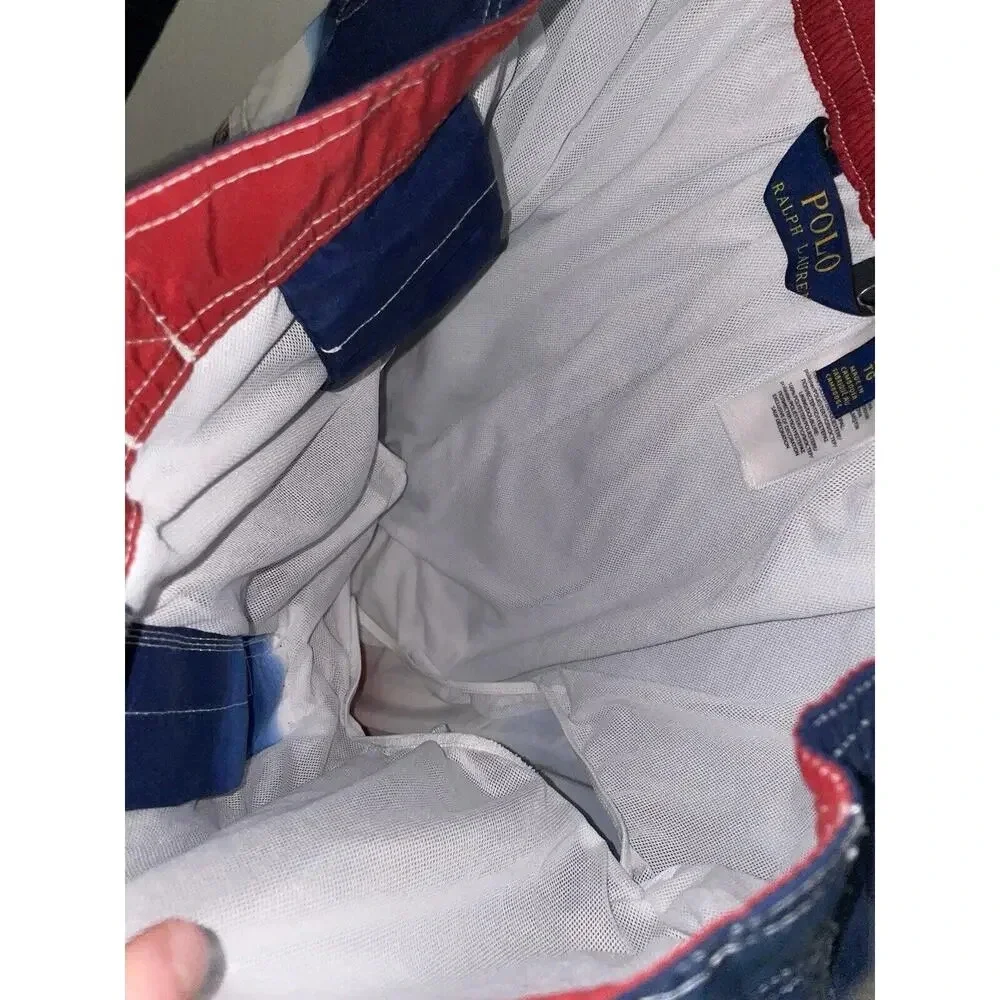 Polo Ralph Lauren Lined Swim‎ Trunks Mens XL Tie Dye Ombré Red White Blue USA